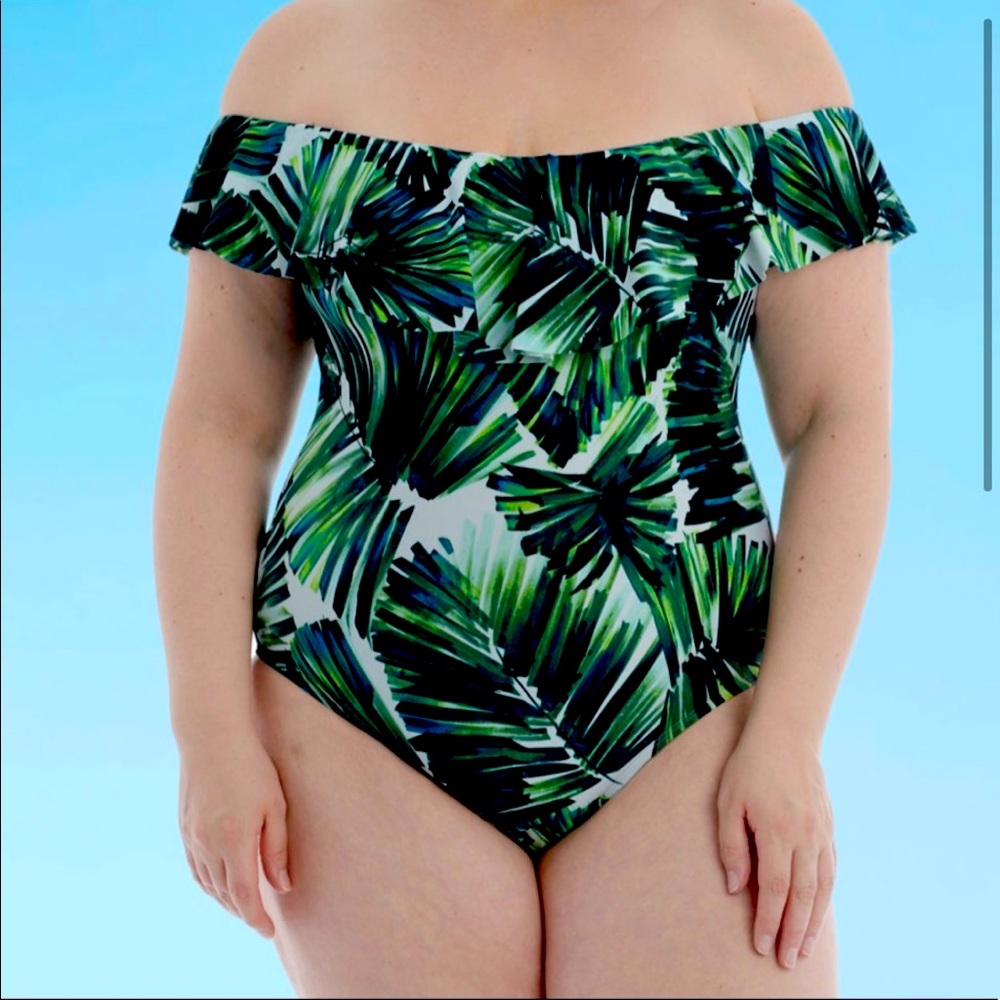 Tropical Off Shoulder One Piece